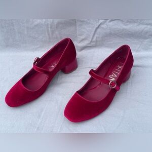 Deltan - Elegant Red Mary Jane Heels 7.5
